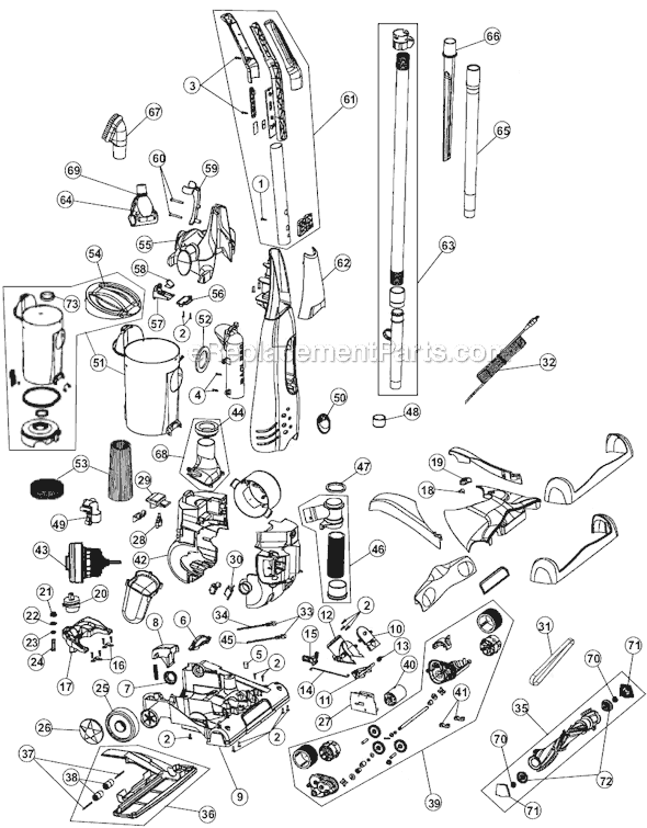 Page A Diagram and Parts List for M091800HD  Dirt Devil Upright Vacuum